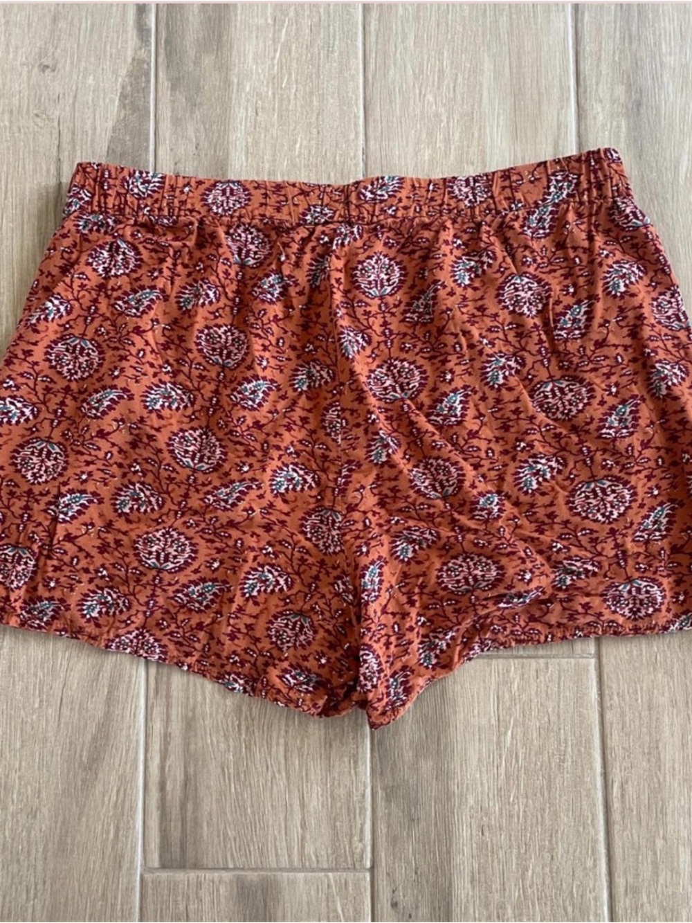 Madewell Rust Orange Floral Elastic-Waist Shorts - Picture 2 of 3